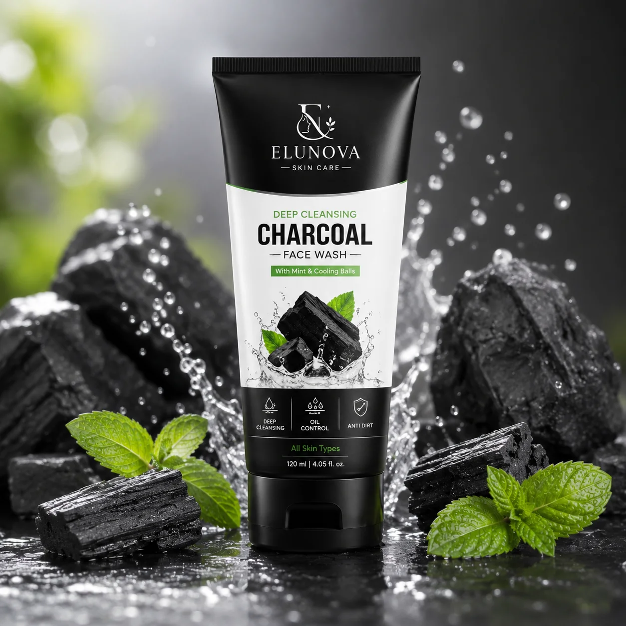 Elunova Deep Cleansing Charcoal Face Wash 120ml for All Skin Types - Image 3